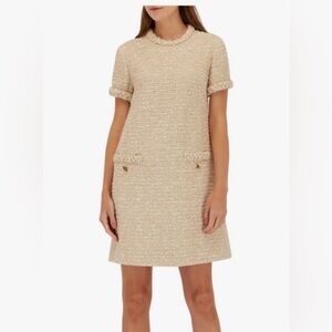 Valentino Gold Cotton Tweed Mini Dress